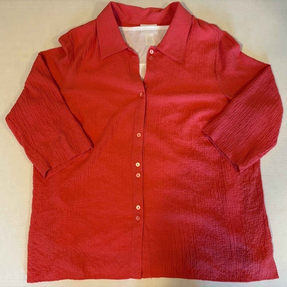 Alfred Dunner coral 3/4 sleeve blouse with white tank top size 2X